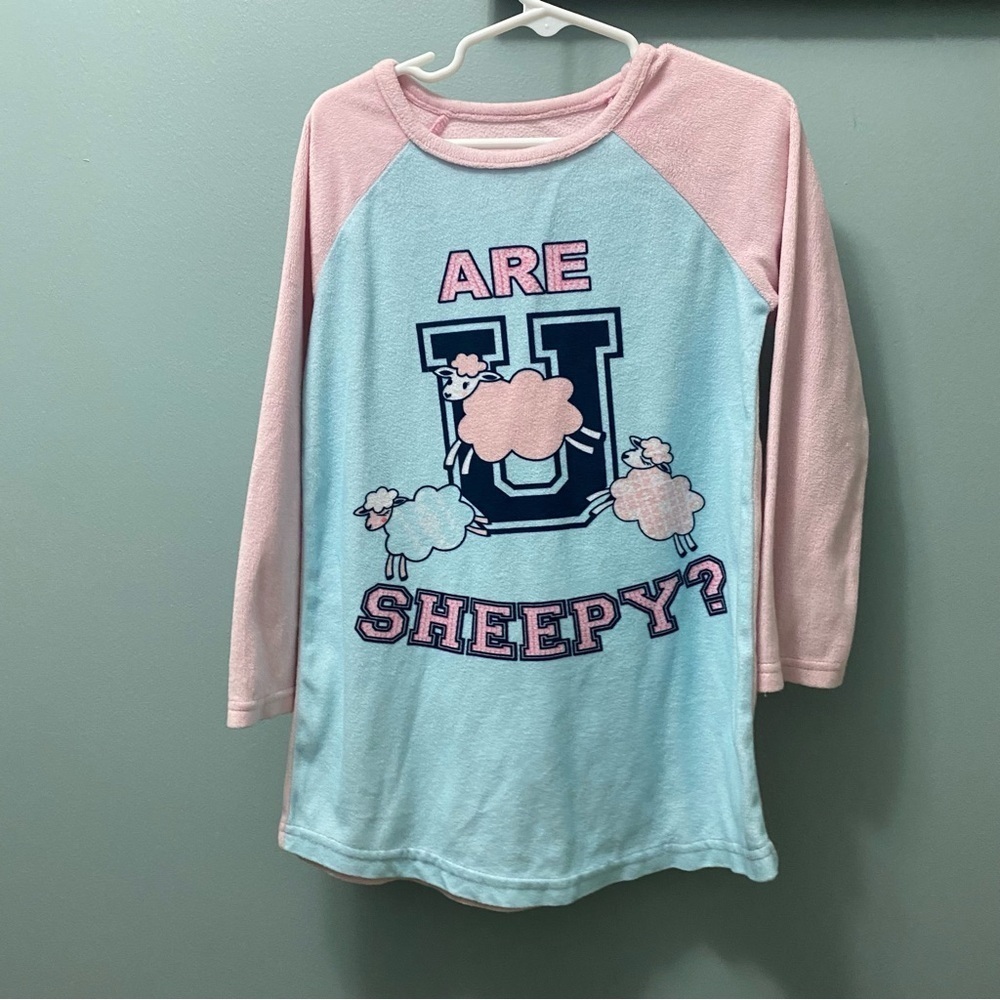 Little Girls Are U Sheepy? Graphic Nightgown Soft Velour Sheep Lamb